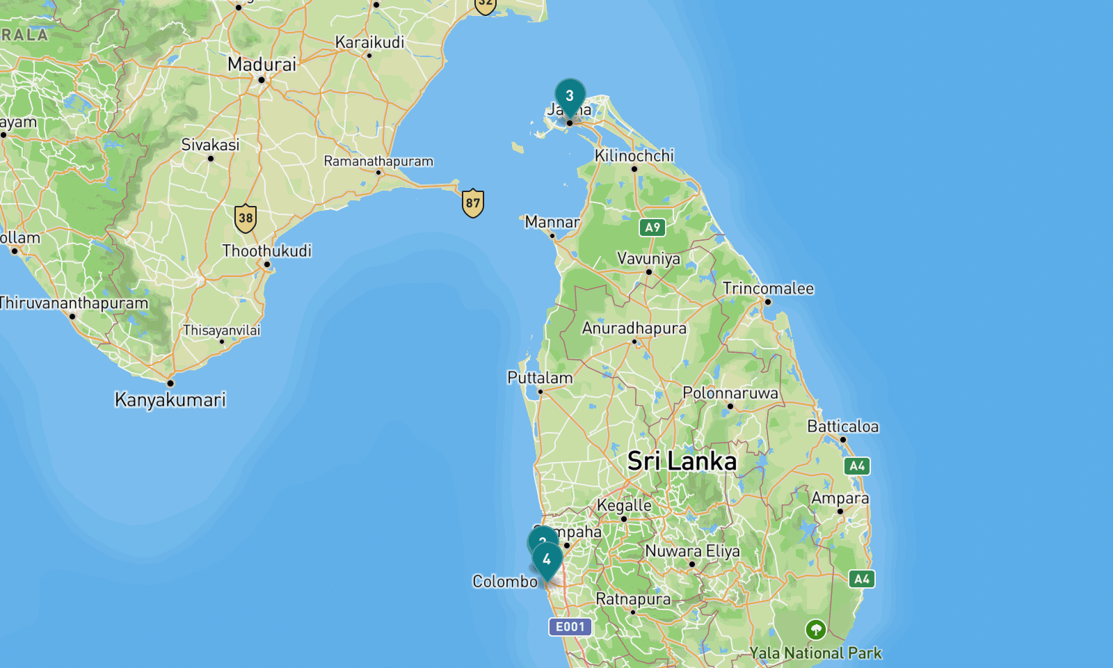 Map of 4 places