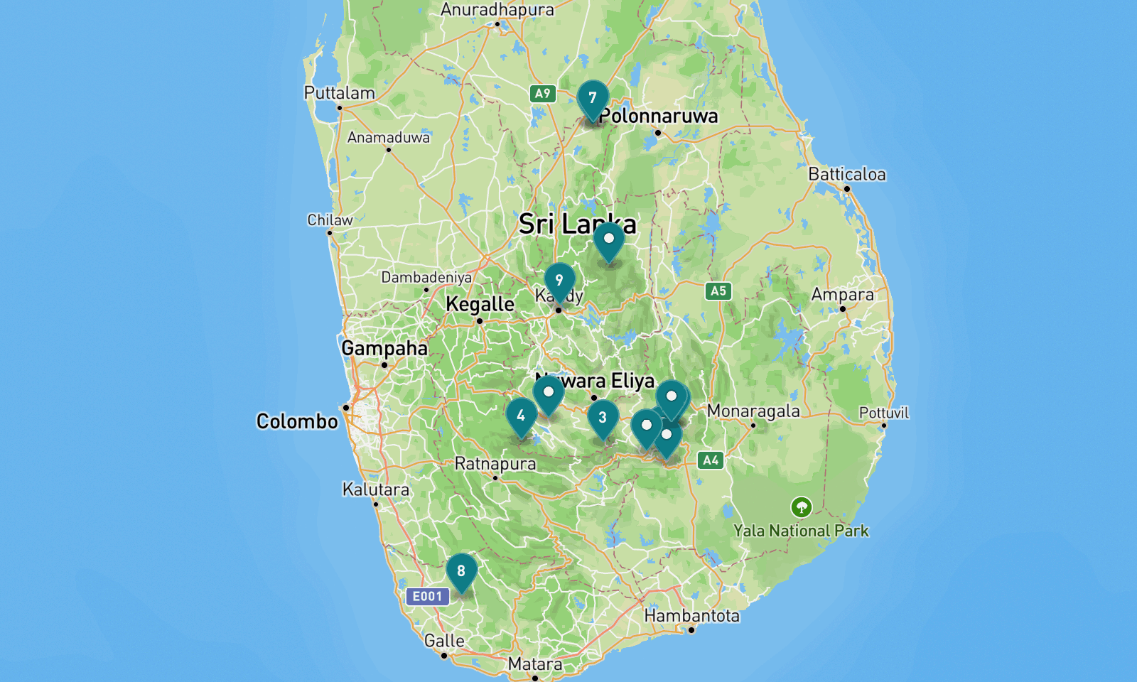 Map of 14 places